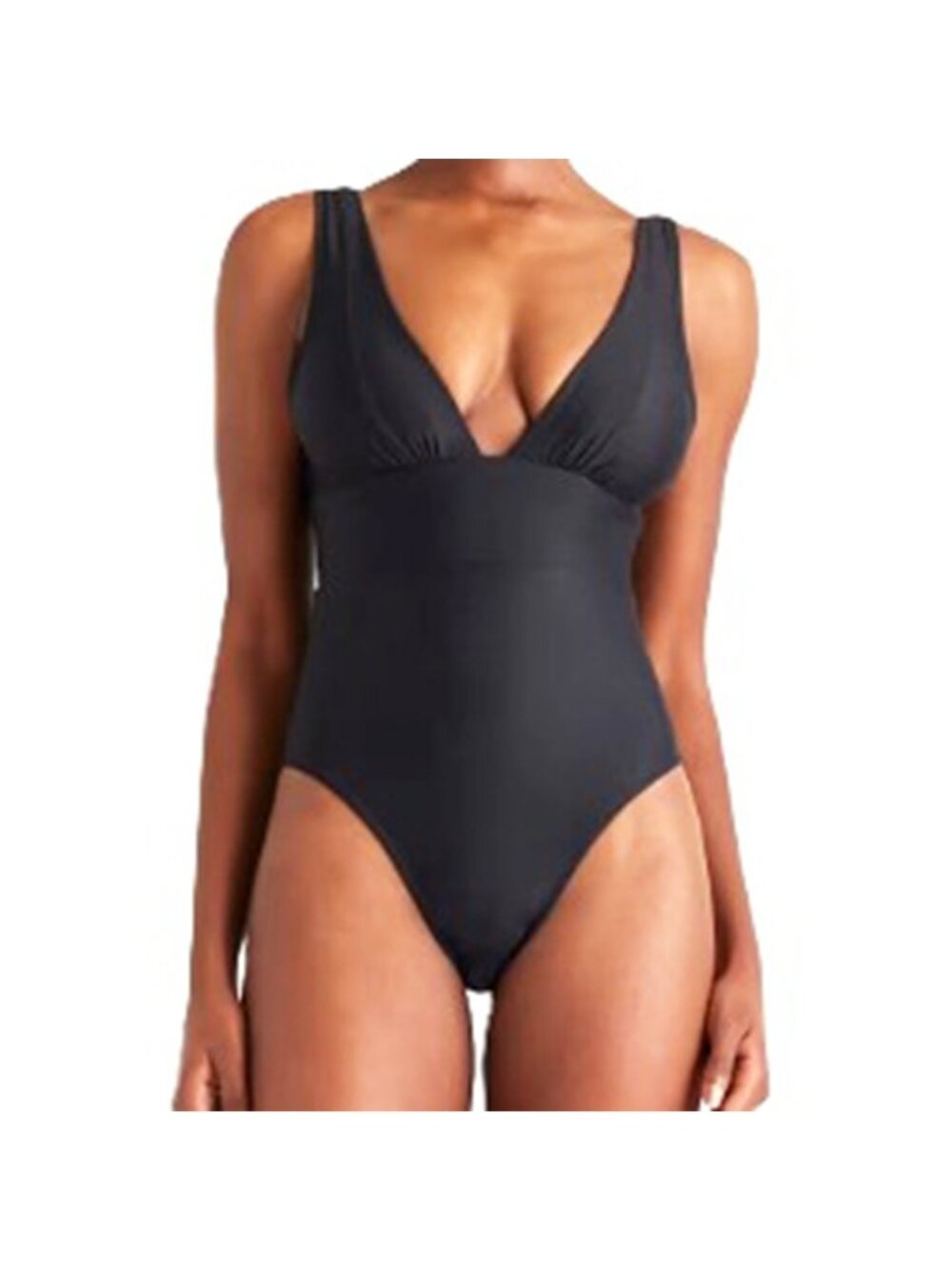 Quince Italian Plunge One-Piece Swimsuit Black Size Large NWT